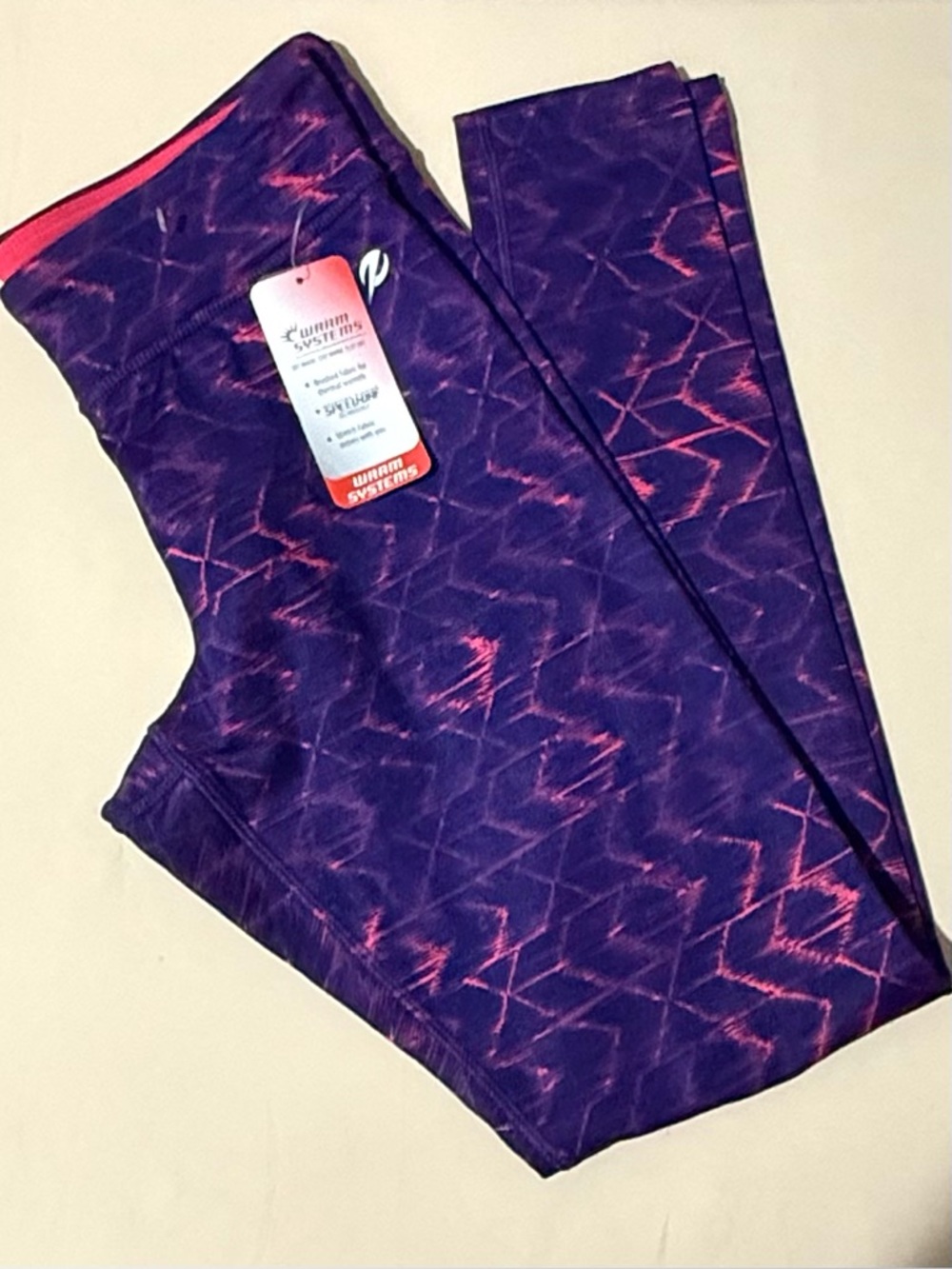 MWT. Women's Warm Systems Purple & Pink Geometric Print Leggings - Picture 2 of 7